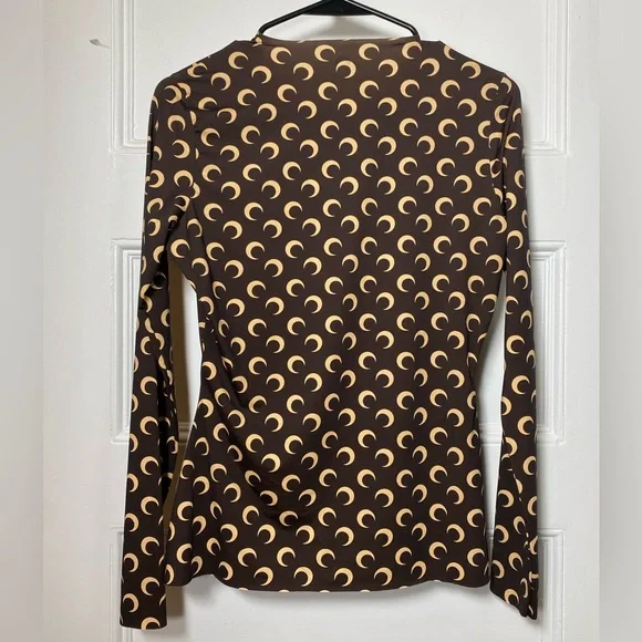 Marine Serre Brown and Cream Long Sleeve Top - Picture 8 of 11